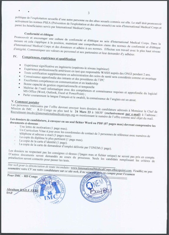 OFFRE D'EMPLOI : International Media Corps recrute un Wash Officer