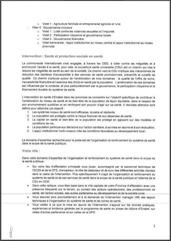 OFFRE D'EMPLOI : Enabel recrute des Expert(es) Organisation et renforcement de système de Santé (H/F)