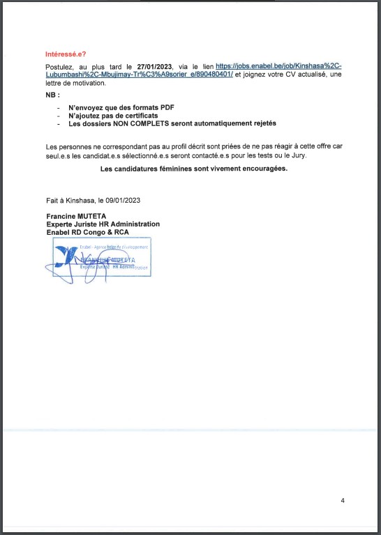 OFFRE D'EMPLOI : Enabel recrute 3 Trésoriers