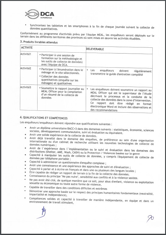 OFFRE D'EMPLOI : DanChruchAid recrute des Agents de collecte des données
