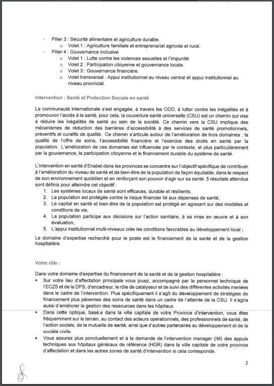 OFFRE D'EMPLOI : Enabel recrute des expert(es) en Financement de la Santé et Gestion hospitalière (H/F)