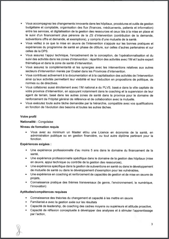 OFFRE D'EMPLOI : Enabel recrute des expert(es) en Financement de la Santé et Gestion hospitalière (H/F)