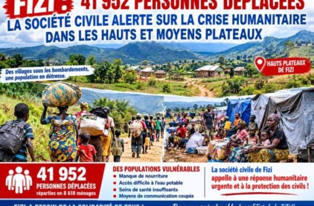 Fizi : la société civile alerte sur une catastrophe humanitaire dans les Hauts et Moyens Plateaux