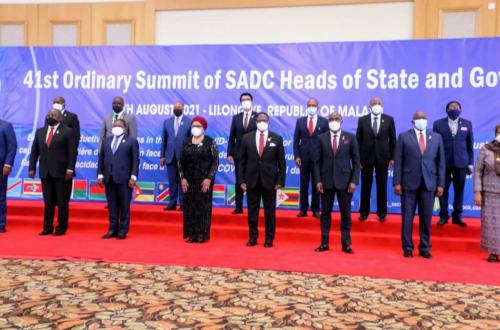 <p>Les Chefs d’Etat présents au 41e sommet de la Communauté de développement de l’Afrique australe (SADC). Lilongwe, Malawi 17 août 2021. </p>
