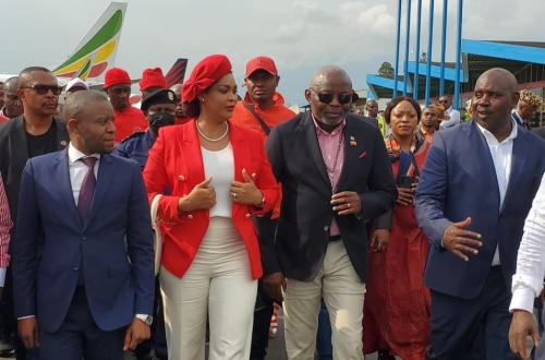 <p>Décor déjà planté pour le meeting de Vital Kamerhe au stade Afia</p>
