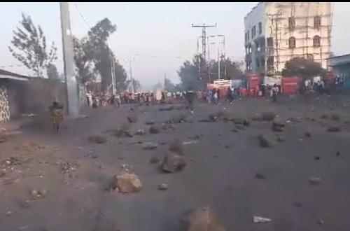 Goma est le théâtre de manifestations intenses alors que des déplacés en colère ont bloqué la route nationale numéro deux axe Sake pour exiger leur retour dans leurs milieux d'origine