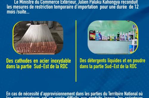 L’importation des cathodes en acier inoxydable et des détergents de nouveau interdite dans le Sud-Est du pays