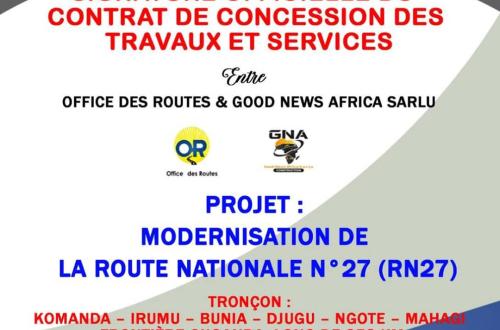 La Route nationale n°27 (RN27), axe stratégique reliant Komanda à Mahagi en Ituri, s’apprête à bénéficier d’une rénovation complète et d’un asphaltage intégral